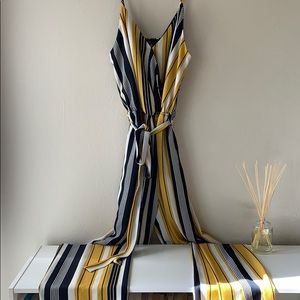 Navy, mustard yellow and white Romper